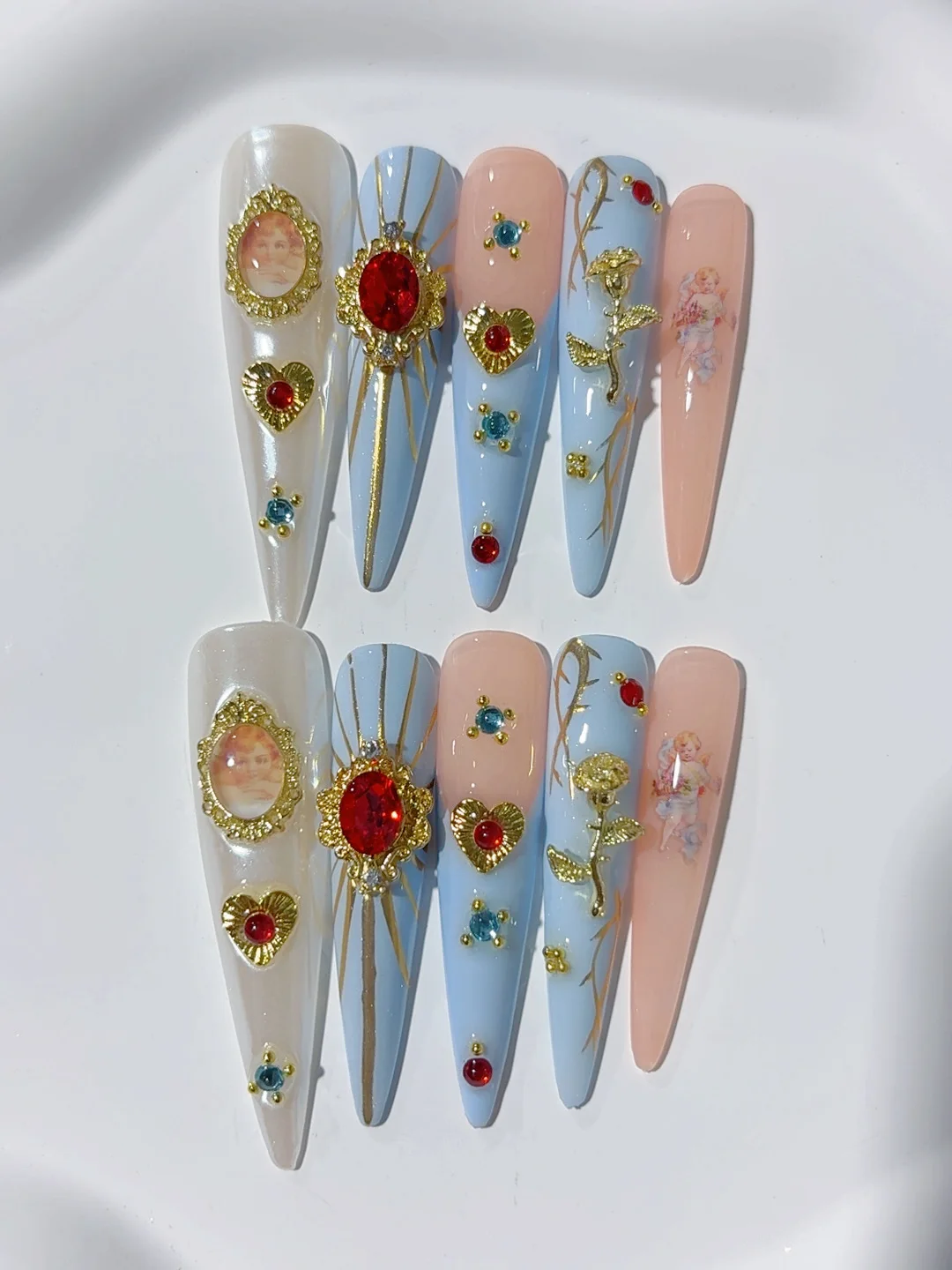 

5cm Crystal Diamond Gold Rose High-End Fashion Manicure (M081)