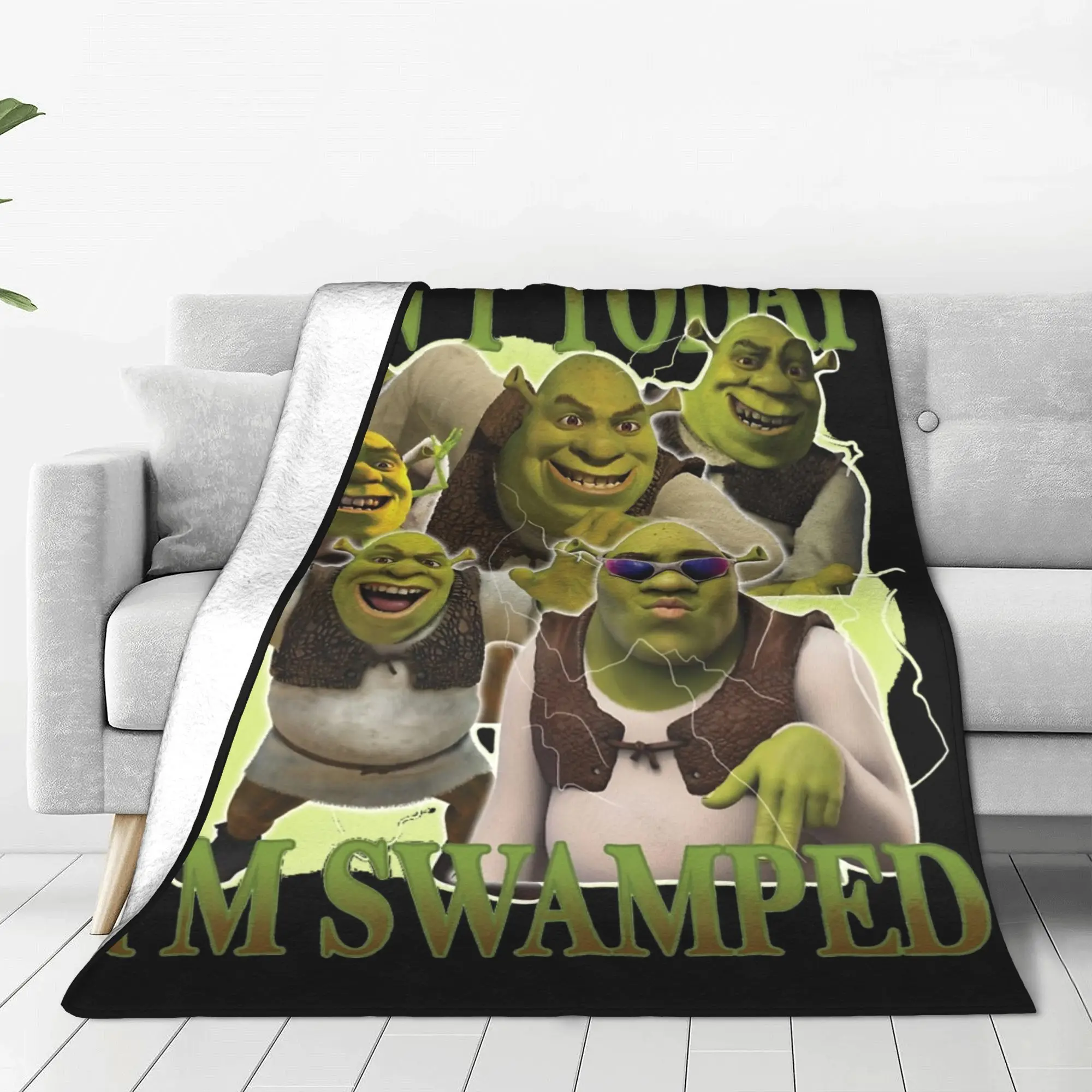 Super Soft Can't Today I'm Swamped Funny Shreks Sassy  Throw Blanket Premium Flannel Fleece Lightweight Bootleg Bed Blanket