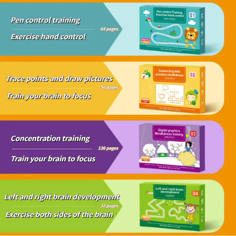 Magical Tracing Workbook Reusable Magic Practice Copybook Control Training Book Children Montessori Drawing Education Stationery