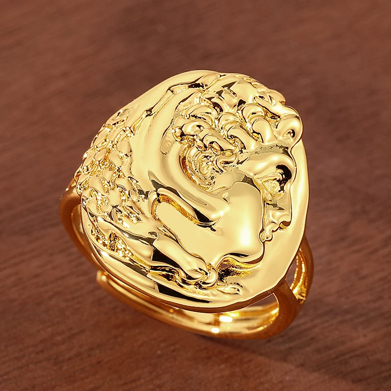 حلقة هرقل منحوتة على شكل حلقة قديمة، تصميم تمثال لوحة دائرية، حلقة إيمان، حجم فتحة قابل للتعديل #4