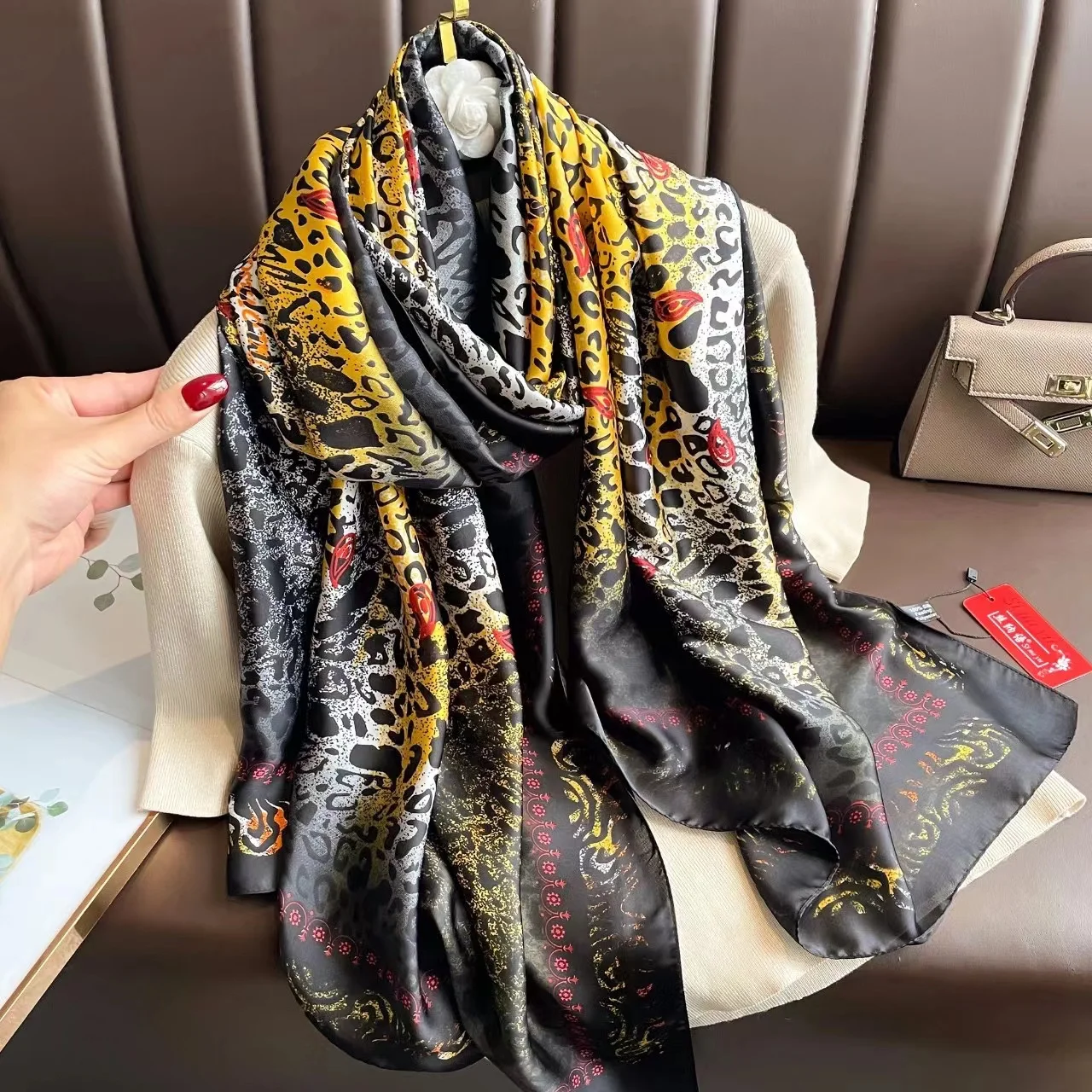 

180*90cm Luxury Brand Women Scarf Summer Silk Shawl Lady Wrap Soft Female Beach Sunscreen Bandanna Head Foulard Muffler Pareo