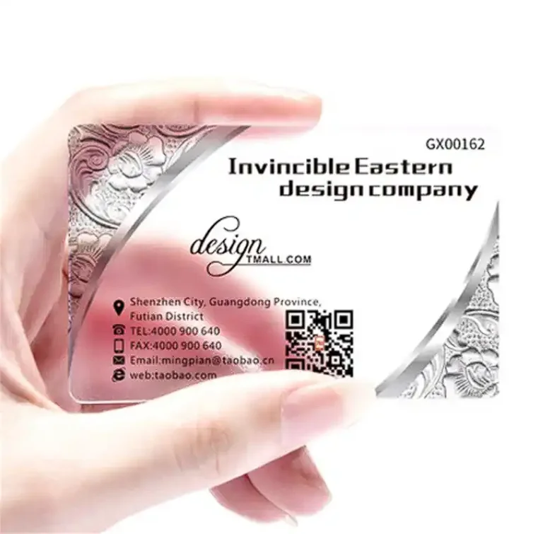 200pcs Customized Printing Luxury Plastic Clear PVC Name Cards Transparent Business Card with Company logo