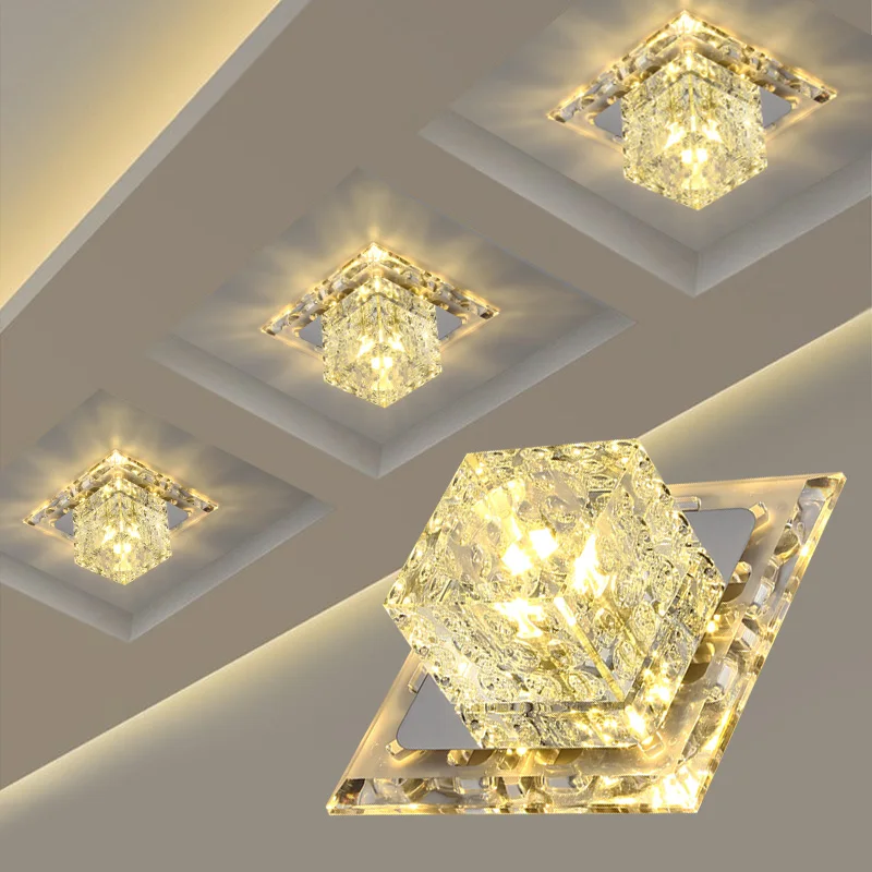 

Ceiling Lights Aisle Crystal LED Square 3W/5W Modern simplicity Flush Mount decoration Light FixtureHallway Living Room Foyer