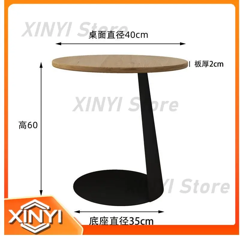 Walnut Solid Wood Side Table C-Shaped Creative Sofa Round Table Mid-Century Minimalist Balcony Small Tea Table Movable Side