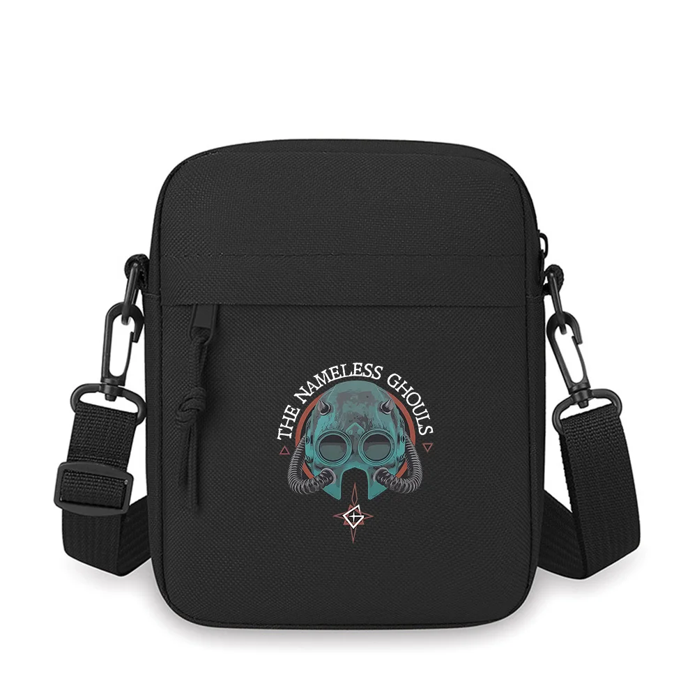 

Ghoulish helmet pipes text emblem black Men Crossbody Bag Single Shoulder Women Cartoon Anime Film Printing Design Unisex