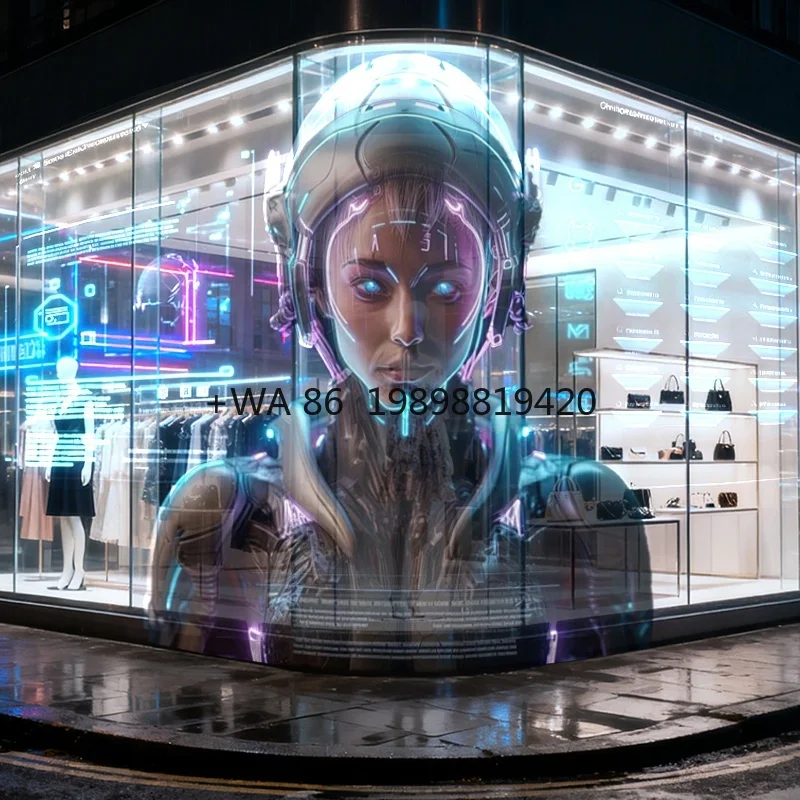 

Настраиваемый прозрачный гибкий светодиодный экран P3.91, высокая яркость, оконное стекло, пленочный дисплей для торгового центра, цифровая вывеска