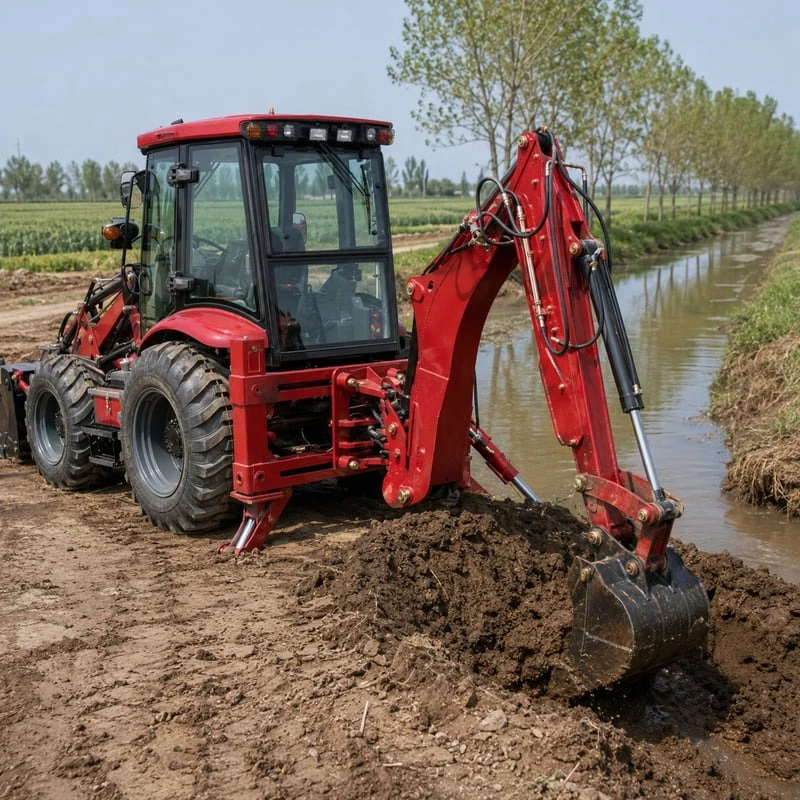Heavy Duty 4WD Backhoe Loader Customized Configuration Hydraulic Diesel Loader Backhoe for Ditch Cleaning