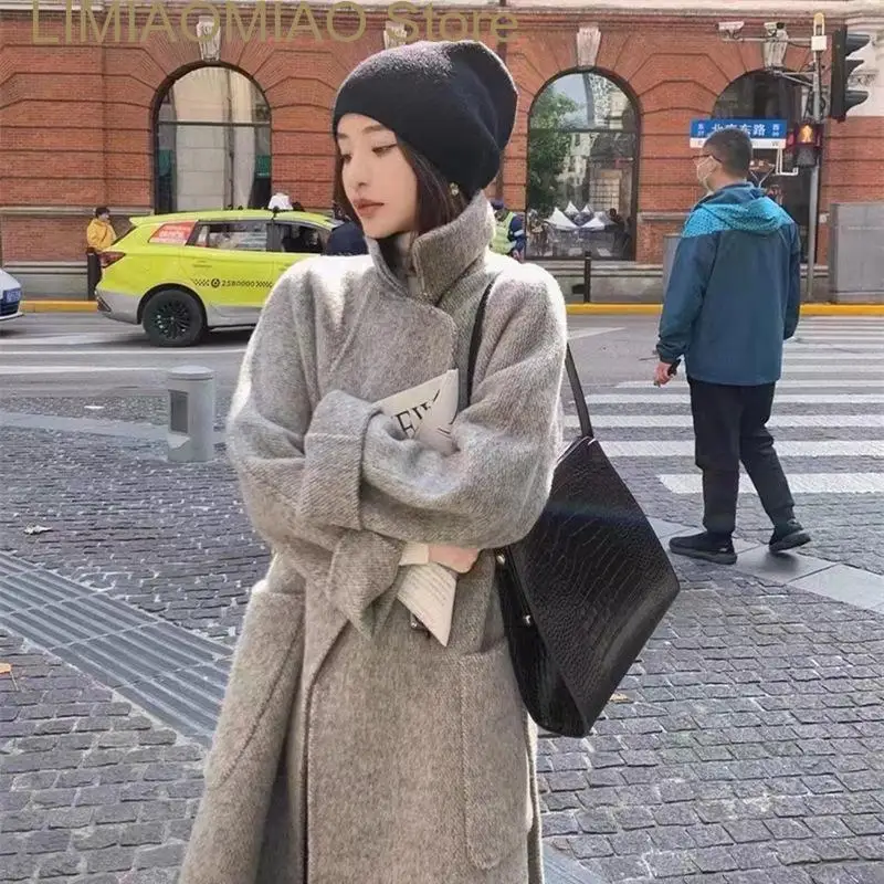 

New ladies Luxury Real Cashmere Wool Woolen trench coats Ladies fashion natural woolen coats Streetwear