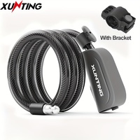 Xunting Bike Cable Lock Coiled Secure Keys Bicycle Lock with Mounting Bracket Anti-Theft Castle Motorcycle Cycle MTB Bike Lock
