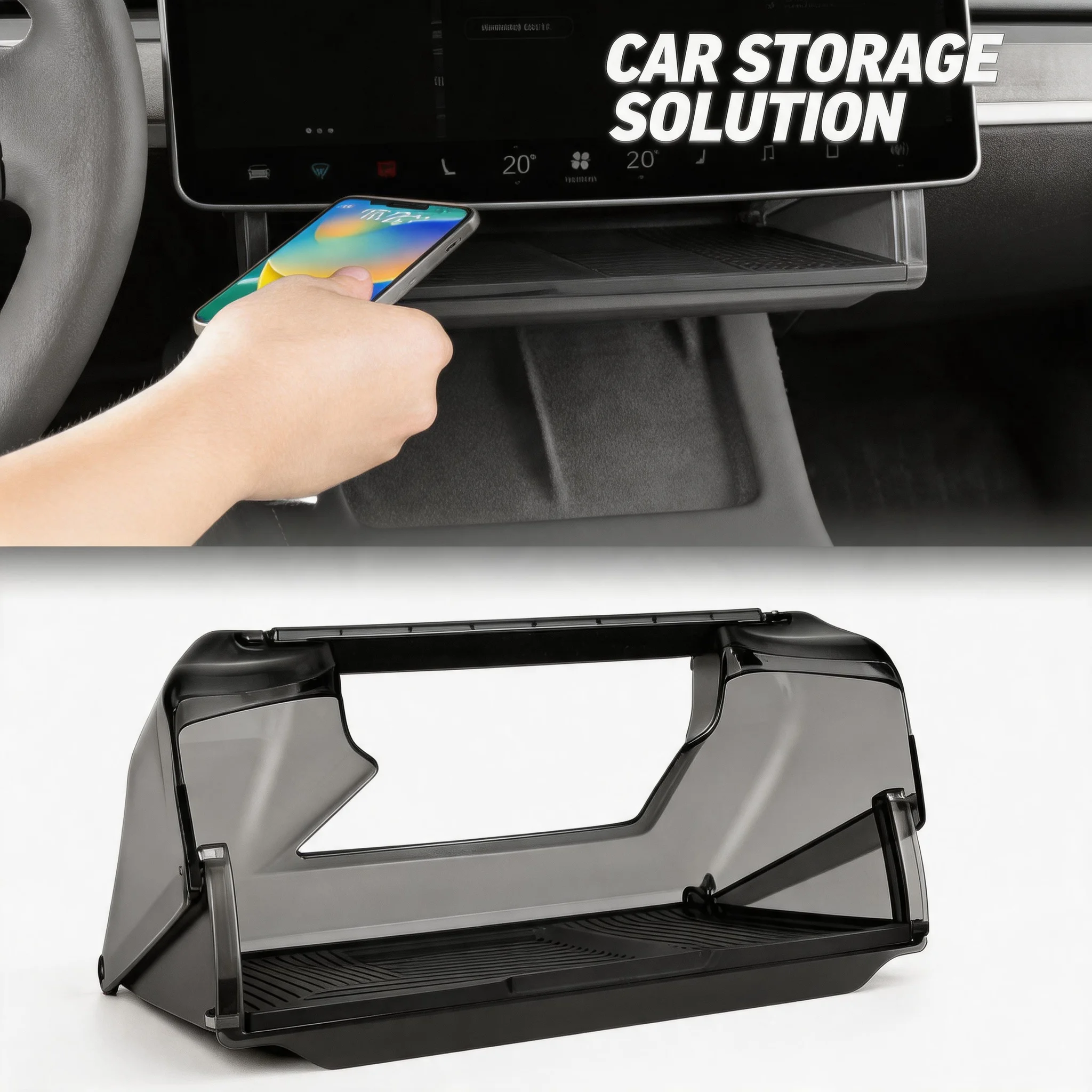 

Center Console Organizer Tray For Tesla Model 3/Y Juniper/Launch 2026 Screen Under Storage Box Hidden Car Accessories