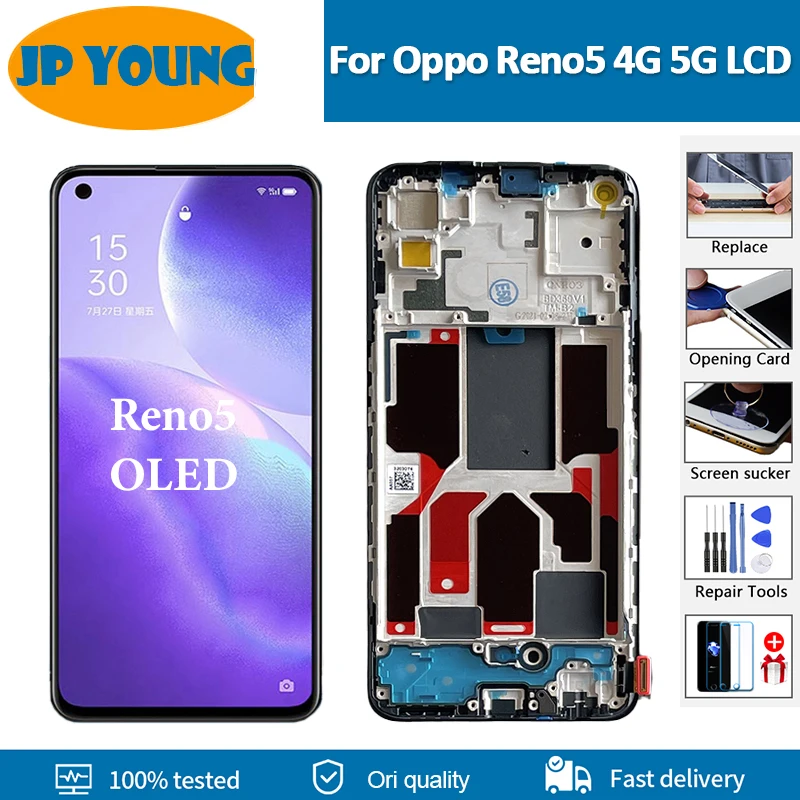 

6.43'' OLED Display For Oppo Reno5 5G LCD Display Touch Screen Digitizer Assembly For Reno 5 LCD PEGM00 PEGT00 CPH2145 Display