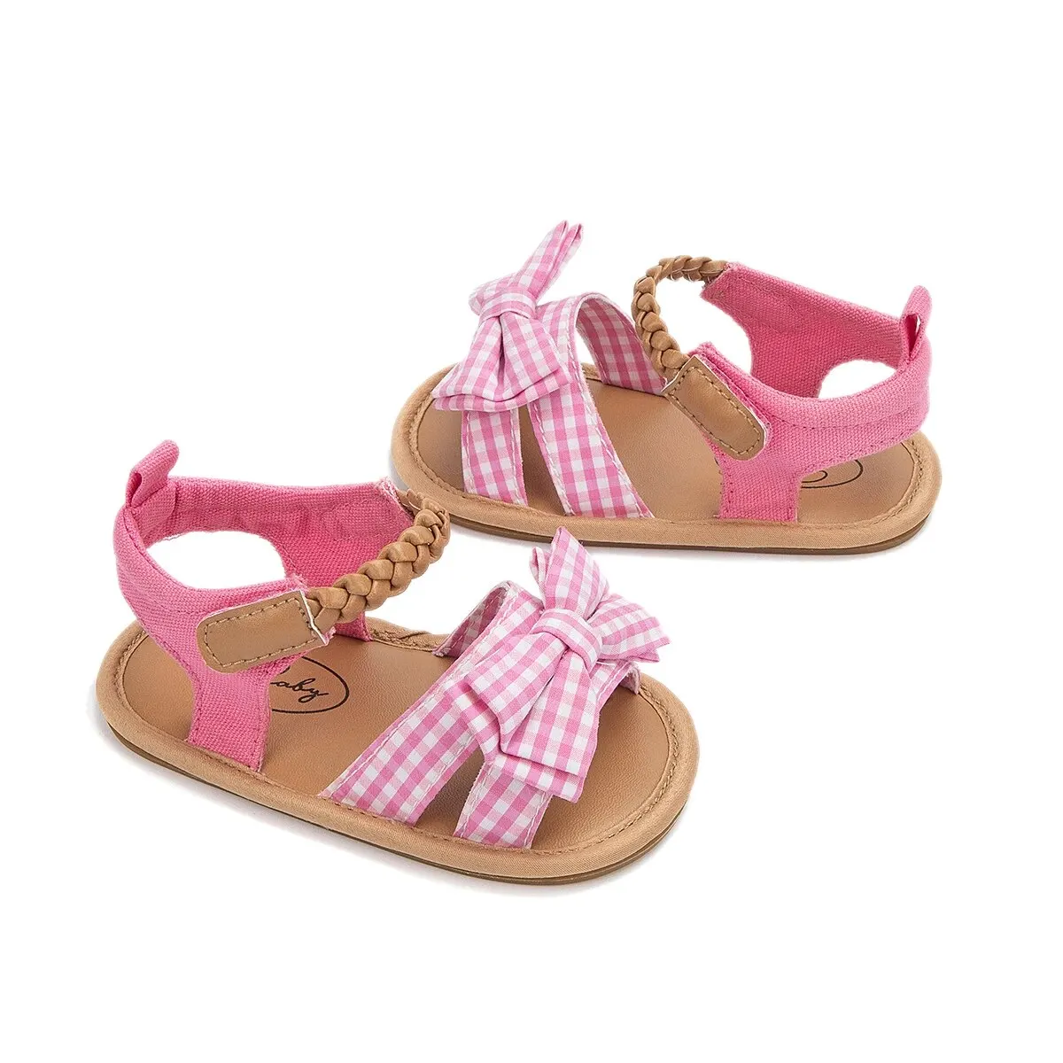 Meckior estate neonata sandali scarpe da bambino fiocco Plaid neonati ragazza sandali da giardino neonato antiscivolo fondo in gomma primi