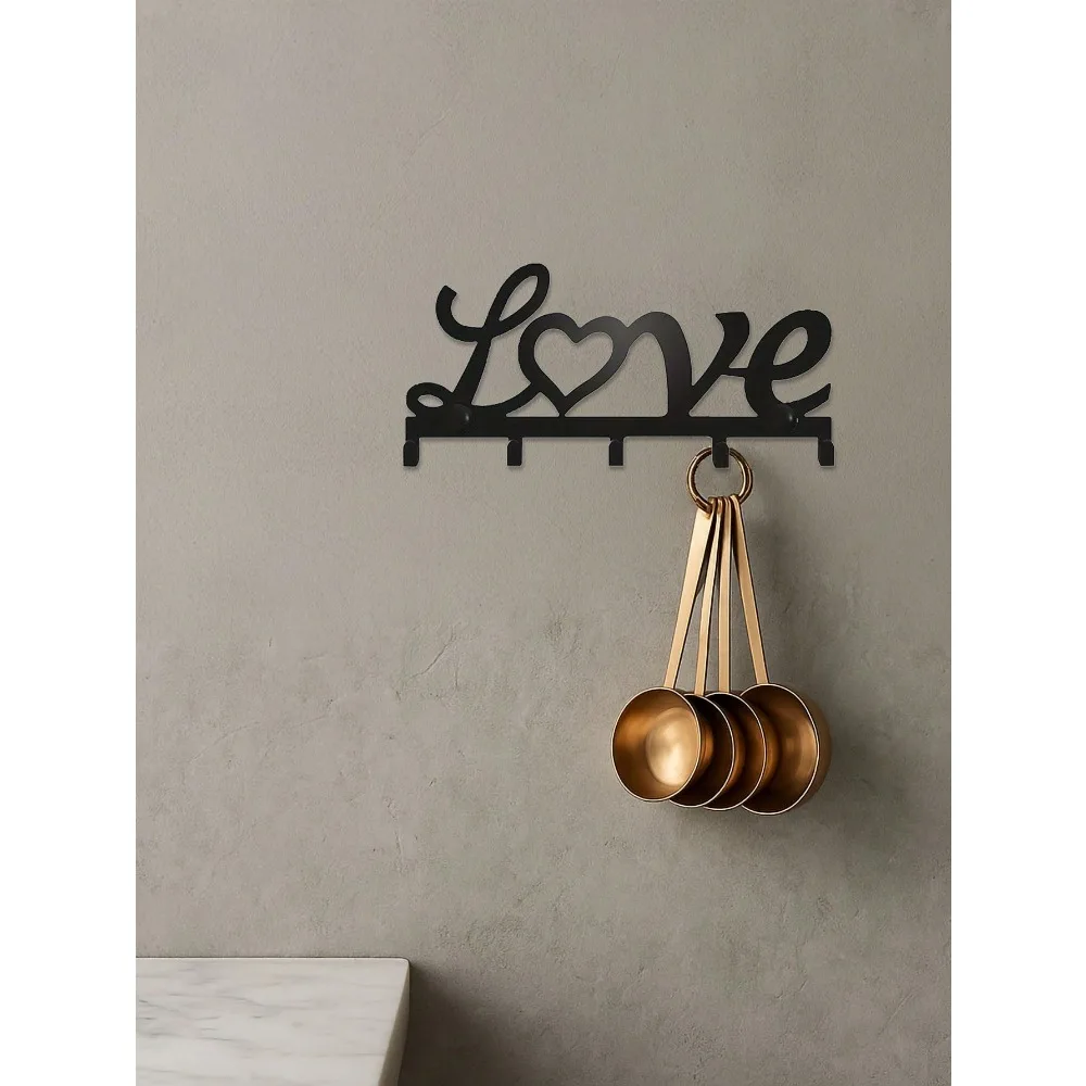 【Weihnachts- und Halloween-Spezial】 1 Stück Wandskulptur aus schwarzem Metall |   Gothic Love Schlüsselanhänger, Halloween- und Weihnachtsgeschenk