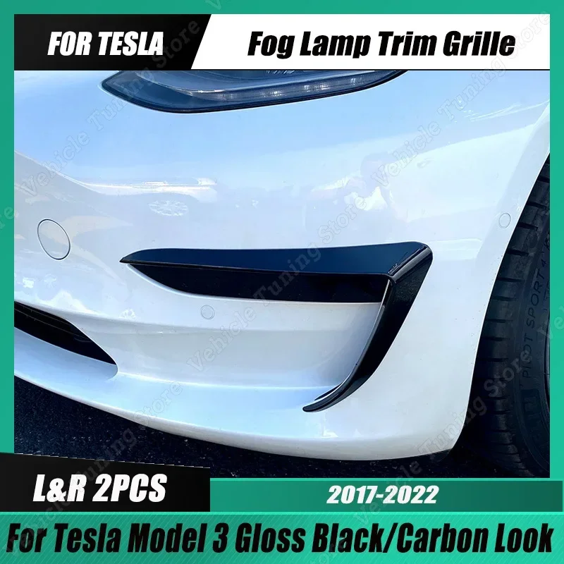 For Tesla Model 3 Front Bumper Spoiler Fog Lamp Cover Air Knife Splitter Model 3 Body Kit 2017 2018 2019 2020 2021 2022 2023