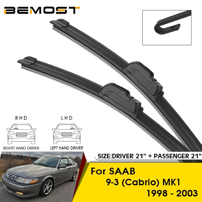 

Щетки стеклоочистителя автомобиля для SAAB 9-3 (Cabrio) MK1 1998-2003, щетки лобового стекла 21 "+ 21" автомобильные аксессуары