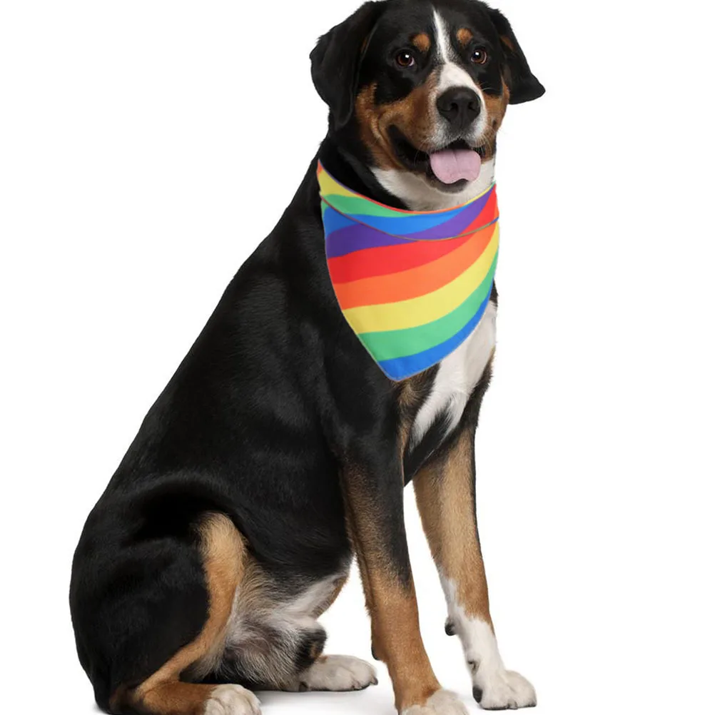 

1Pcs Pet Triangle Bib Rainbow Pattern Stylish Dog Bandana Decorative Kerchief Washable Pet Supplies for Parties
