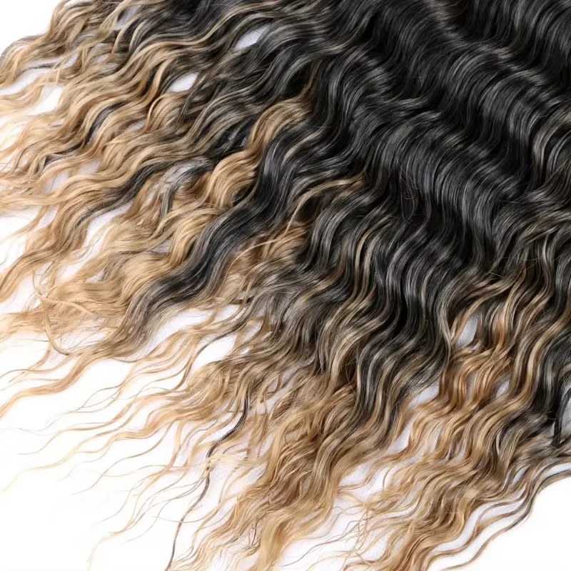 Onda Profunda Crochet Extensão do Cabelo, cabelo extra longo, Ombre Cor, torção profunda, 100 Presente Premium Material, 26"