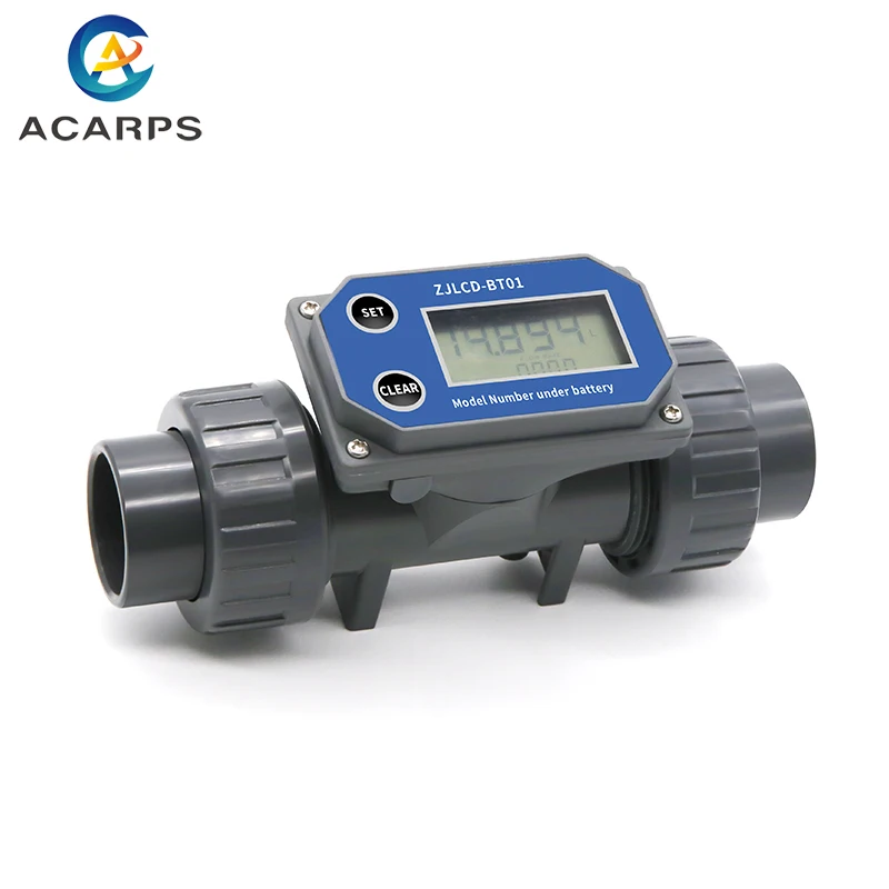 Turbine Flow Meter Electronic LCD Digital Display Flowmeter DN25-80 ZJLCD-BT01 PVC Pipe Liquid Water For Farm/Garden Irrigation