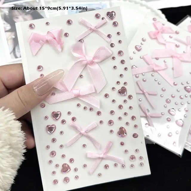 Cute 3D Love Lace Bow Crystal Stickers DIY Sparkly Kpop Photo Deco Stickers Pink Gifts Rhinestone Stickers For Photo Card Holder 2 Cute 3D Love Lace Bow Crystal Stickers DIY Sparkly Kpop Photo Deco Stickers Pink Gifts Rhinestone Stickers For Photo Card Holder 2