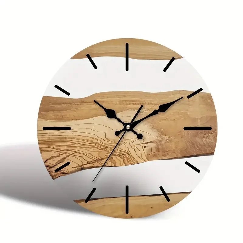 Orologio da parete con venature del legno Design minimalista trasparente appeso orologio silenzioso soggiorno orologio da parete per ufficio arte