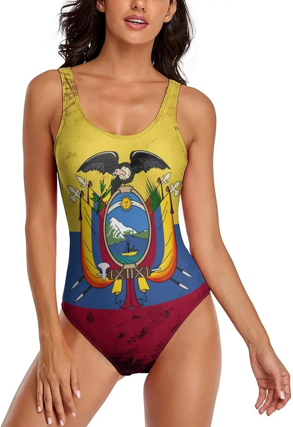 

Luxy Trio Ecuadorian Flag Women's One Piece Swimsuits Athletic Training Swimwear Bathing Suits