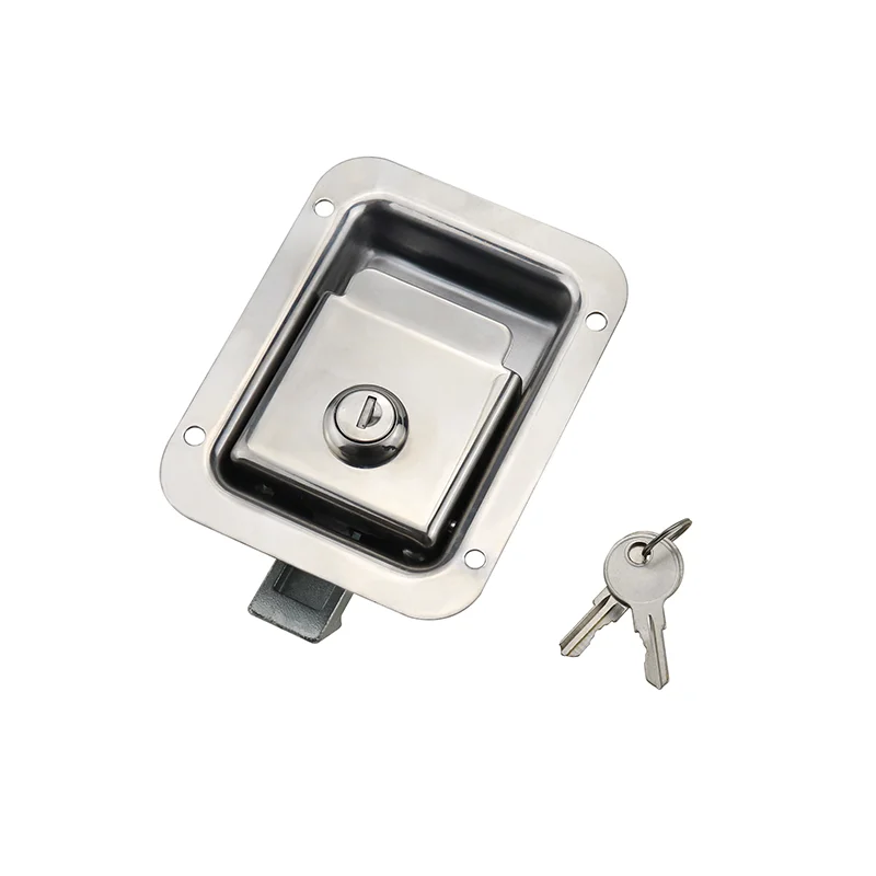 Construction Machinery Embedded Door Lock 304 Stainless Steel Toolbox Vehicle Pull Type Reinforced Flat Lock