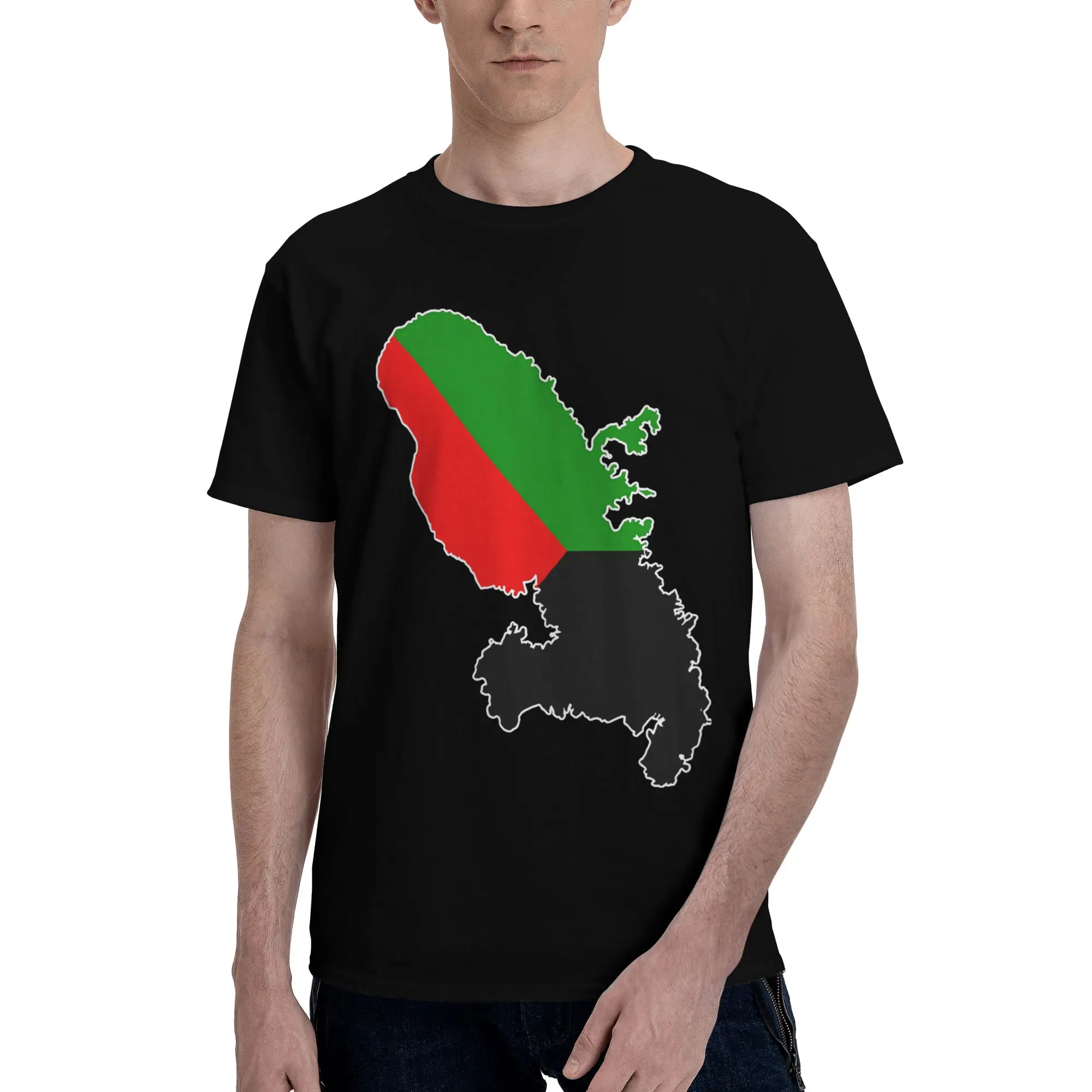 Map Of Martinique Color Red Green Trendy Reversible T-shirt Urban Light Mature Tee