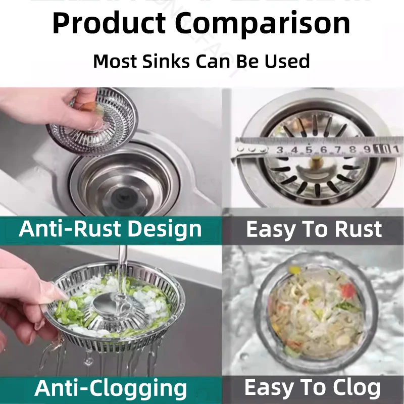Сливной фильтр для кухонной раковины с медным отскоком, всплывающая пробка для раковины, корзина для улавливания еды, корзина против засорения
