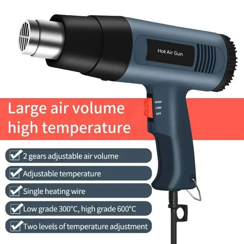 

Hand-held 2 Gear Temperature Regulation Home Industrial Air Heat Gun for DIY Crafts Shrinking Tubes Desoldering Bending PVC Tube