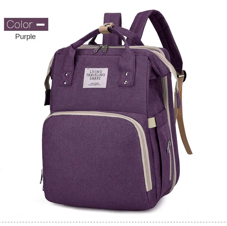 3 In 1 Diaper Bag Backpack Waterproof  Foldable Baby Bed Travel Bag Diaper Bag with Changing Bed
