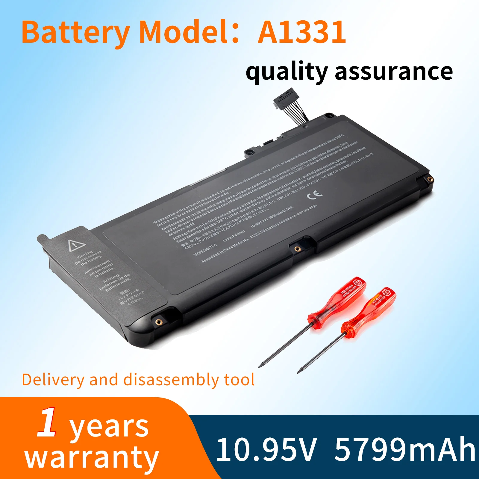 

BVBH New A1331 Laptop Battery For Apple MacBook 13.3"A1342 Unibody MC207LL/A MC516LL/A 020-6809-A 10.95V 63.5WH