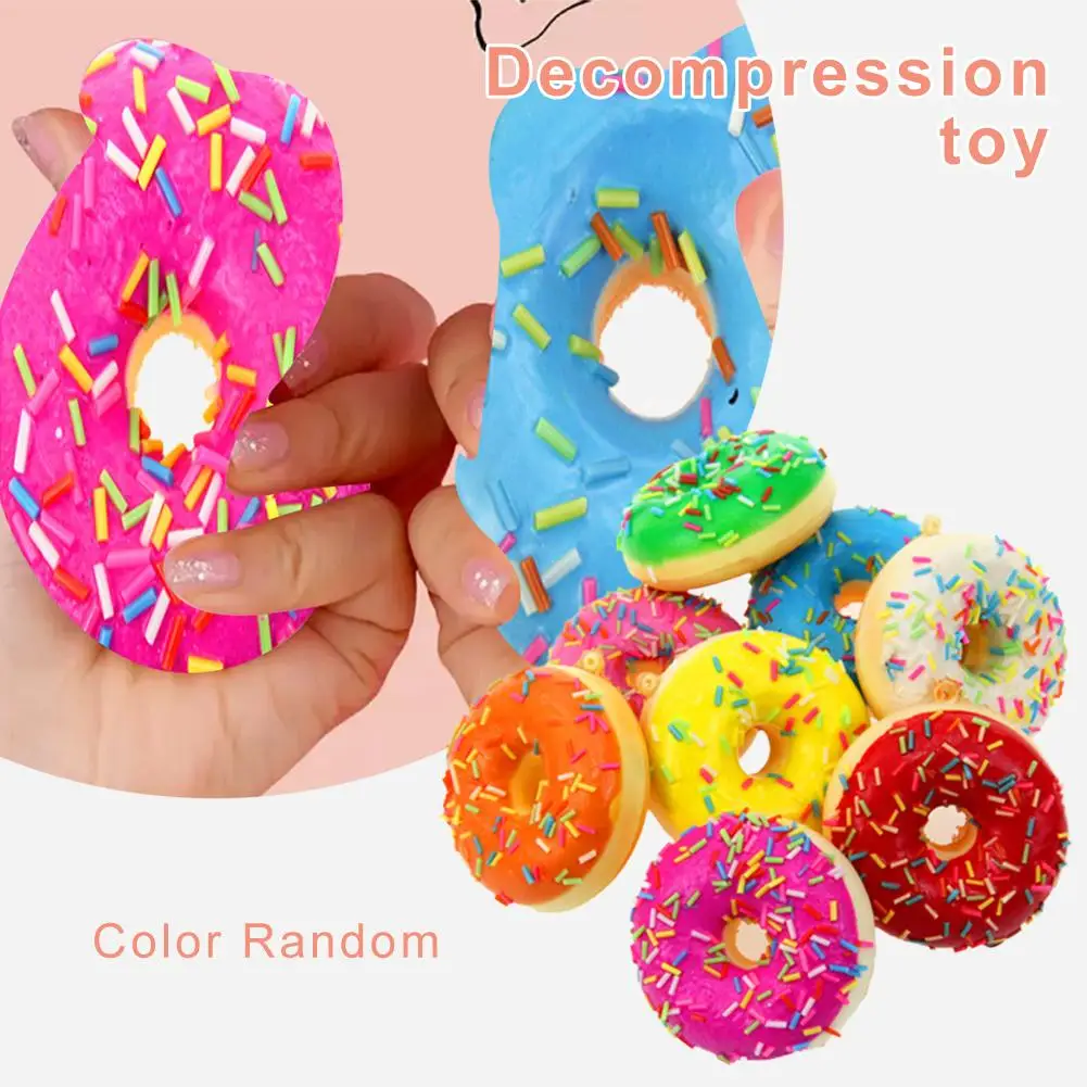 Slow Rebound Bread 7cm Donut Decompression Toy Pendant PU Simulation Pinching Release Stress Prank Props Gift Toy For Kids