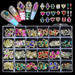 1Box Nail Art Rhinestones Gold Letter 3D Crystal Nail Charms For Nail Art Alloy Accessories DIY Nail Decoration Nail Supplies