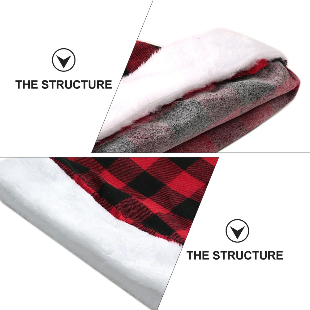 

2Pcs Red Black Plaid Christmas Santa Hats Creative Warm Winter Hat Christmas Party Costume Props Adults Santa Hat for Adults