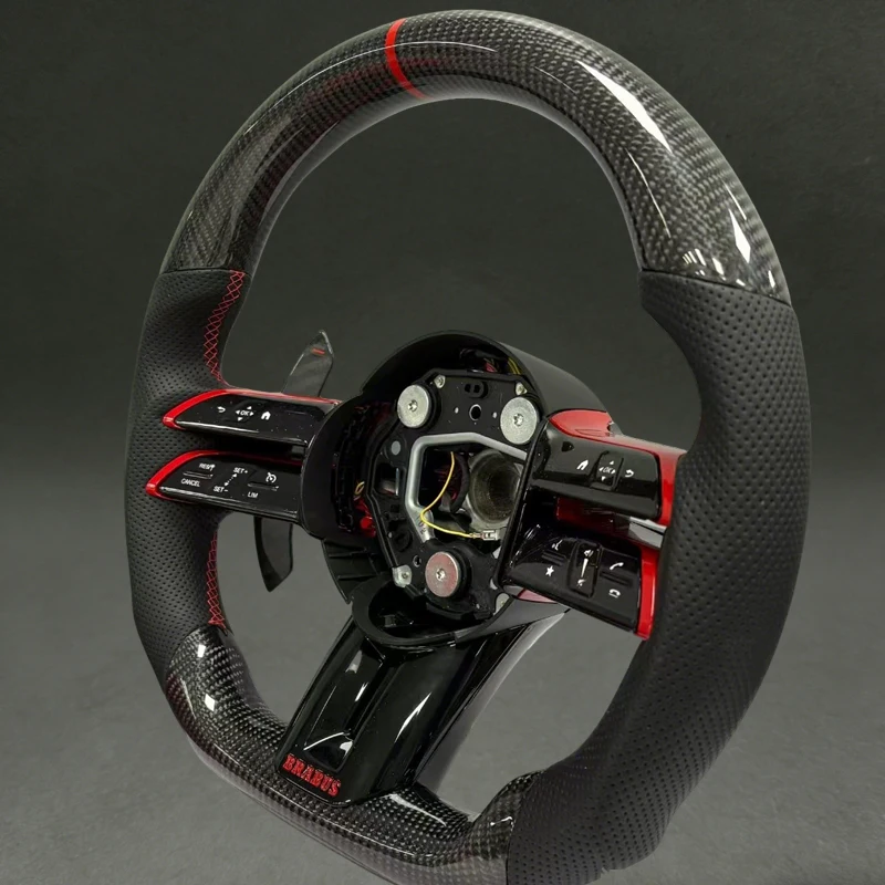 Black Carbon Fiber Steering Wheel for Benz Dragonfly Style W809 W205 W204 W213 W212 W222 Upgrade Wheel Parts Plug and Play New view 6