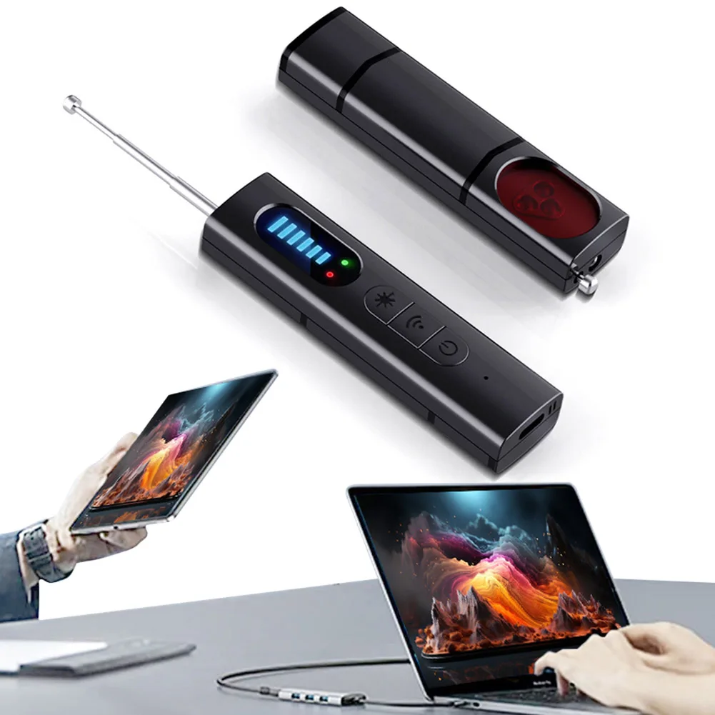 Pemindai Sinyal RF Nirkabel 5 Tingkat Sensitivitas Dapat Disesuaikan Detektor GPS 25 Jam Waktu Kerja Penyapu Elektronik untuk Kamar Mandi Kantor