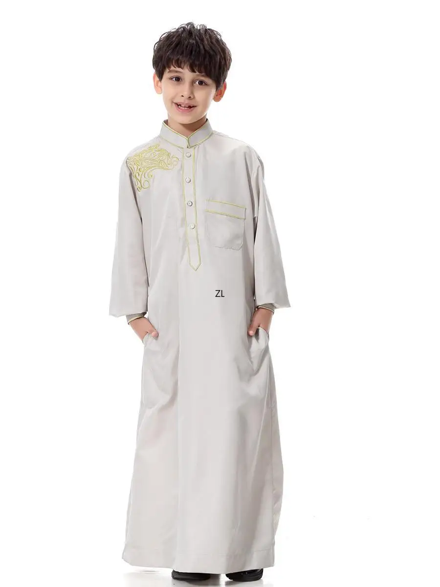 Abaya muçulmano longo para meninos, Jubba Thobe, Vestuário islâmico, Ramadan Kaftan, Oriente Médio Caftan, Arábia Saudita, Dubai, adolescentes, crianças