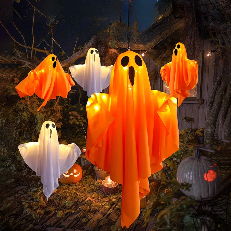 Halloween Home Decorations Atmosphere Props Outdoor Scene Arrangement Desk Autumn Decoration-3D Printed Ghost Pet Night Light