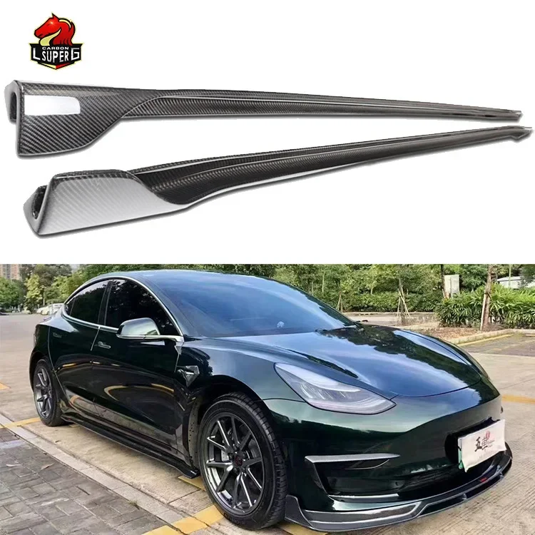 

V Style side skirts For Tesla Model 3 V Style Carbon Fiber Side Skirts