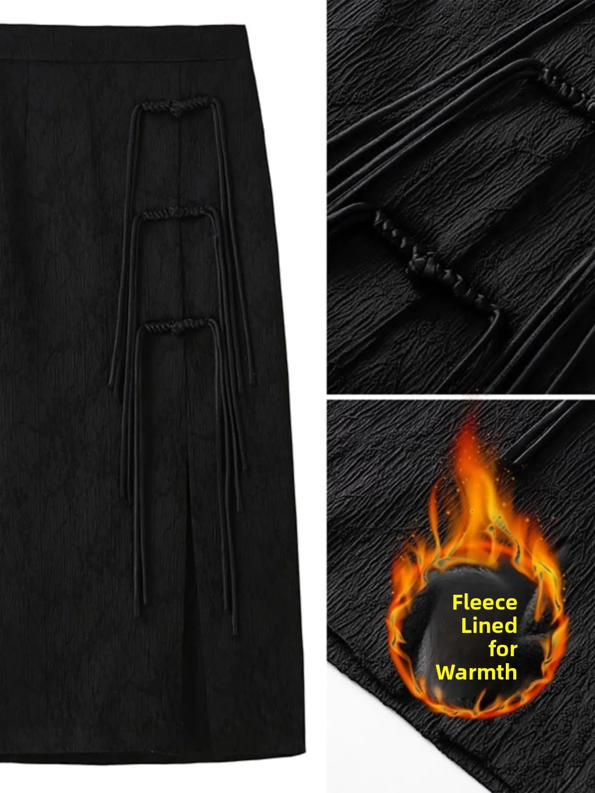 Nuovo cinese Sle a vita alta Thiened Fce foderato con frange gonna longuette donna autunno inverno A-Line f gonna corpo