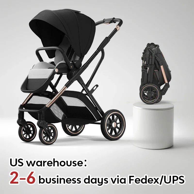 

Fashion High View Baby Stroller Ergonomics Seat Bassinet for Newborn Portable Baby Pram One Hand to Recline Basket Pushchair