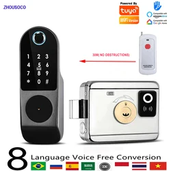 Tuya Wifi Fingerprint Lock Biometric Digital Electronic Lock Bluetooth TTLock App Passcode IC Card Keyless Entry Smart Door Lock