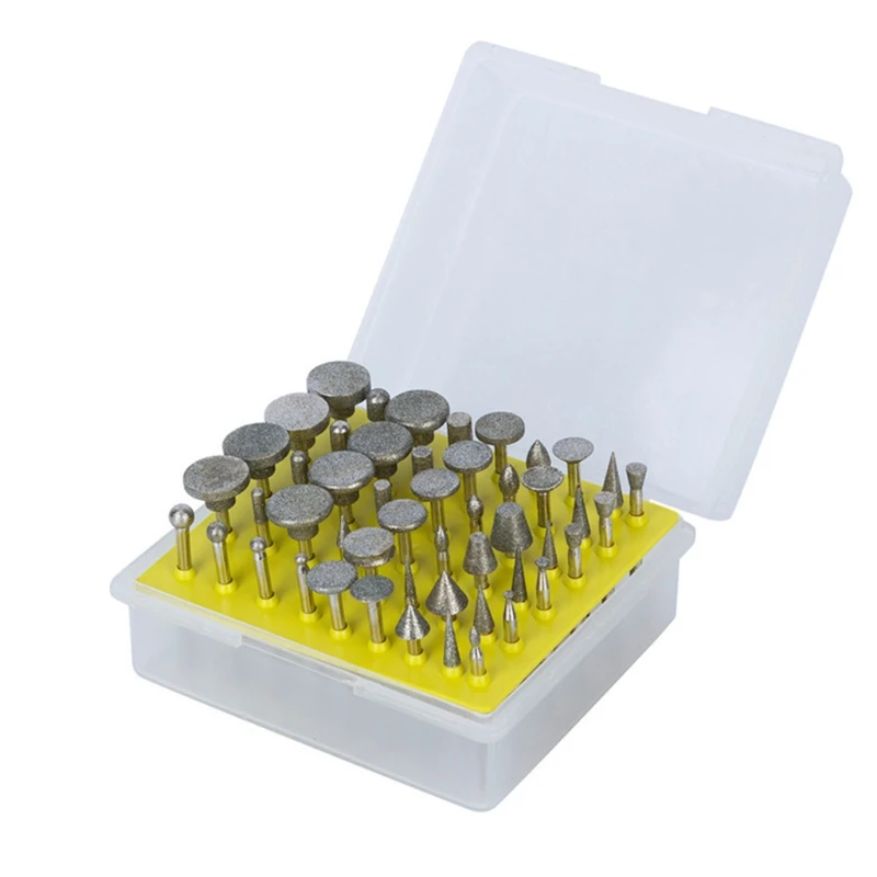 

50Pcs Diamond Coated Rotary Grinding for Head Burrs Set 1/8-Inch Shank for glass cemented stones processing Abrasive Tools