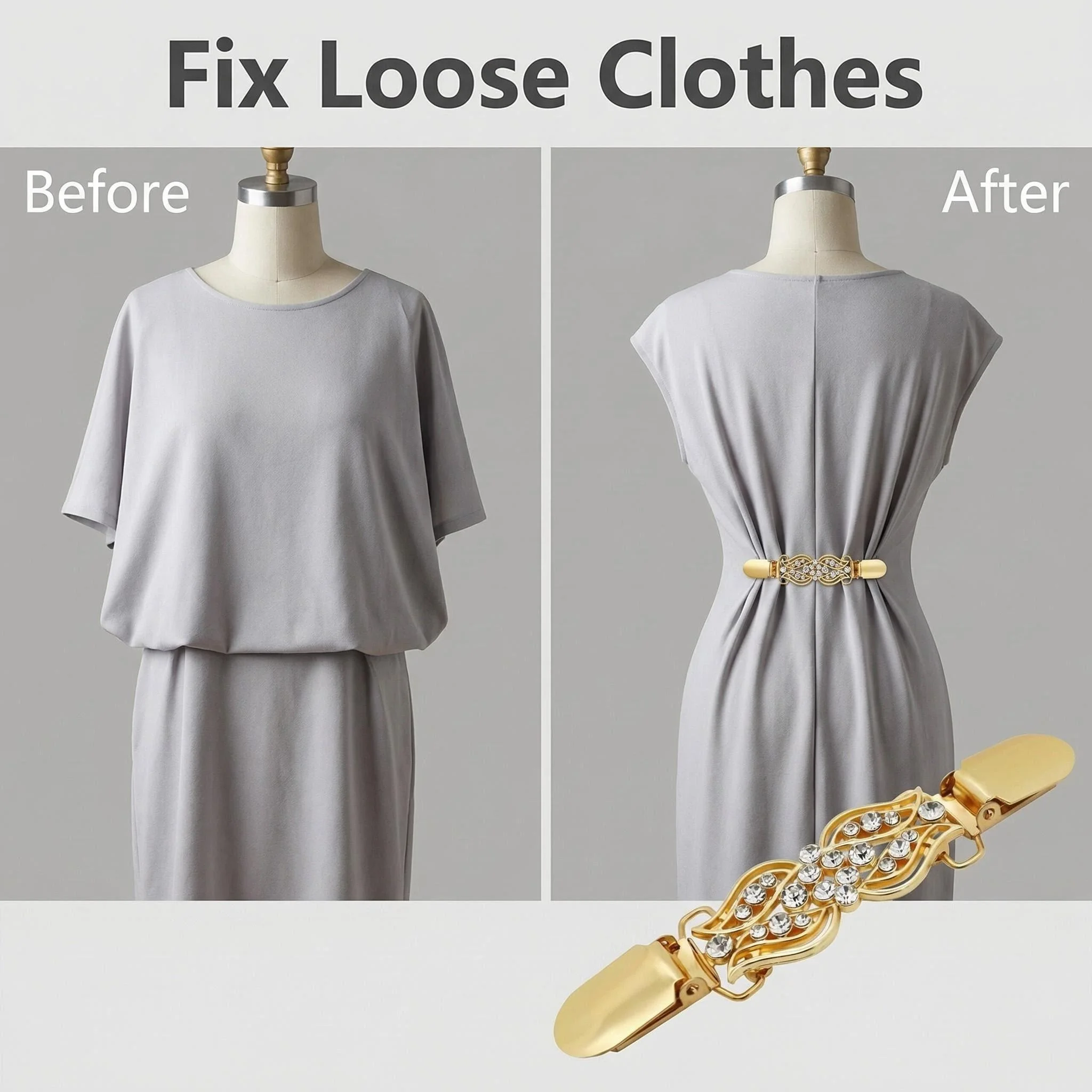 1/2pcs Waist Cincher & Shirt Clip Retro Dress Cinch Clips for Shawl,Cardigan,Sweater,Clothes & Pant Tightener Clip