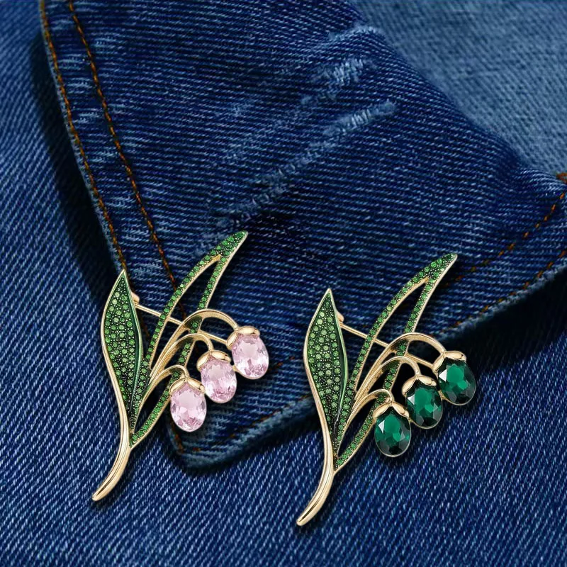 Fashionable luxury alloy enamel wind chime flower brooch, versatile women's clothing accessories factory direct sales
