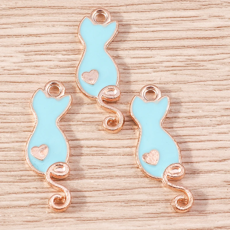 

Tusember 10pcs Cute Kitten Enamel Peach Heart Cat Charms for Jewelry Making Cute Earrings Pendants Necklaces Bracelet DIY Craft