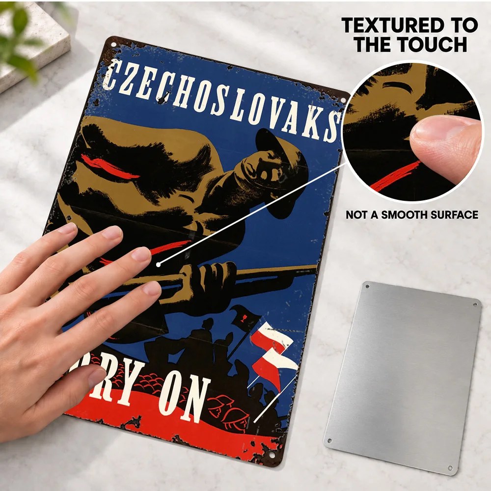 Czechoslovak Soldier Aluminum Poster Personalized Metal Sign Vintage Graphic Wall Art For Model Collection Room Veteran Gift