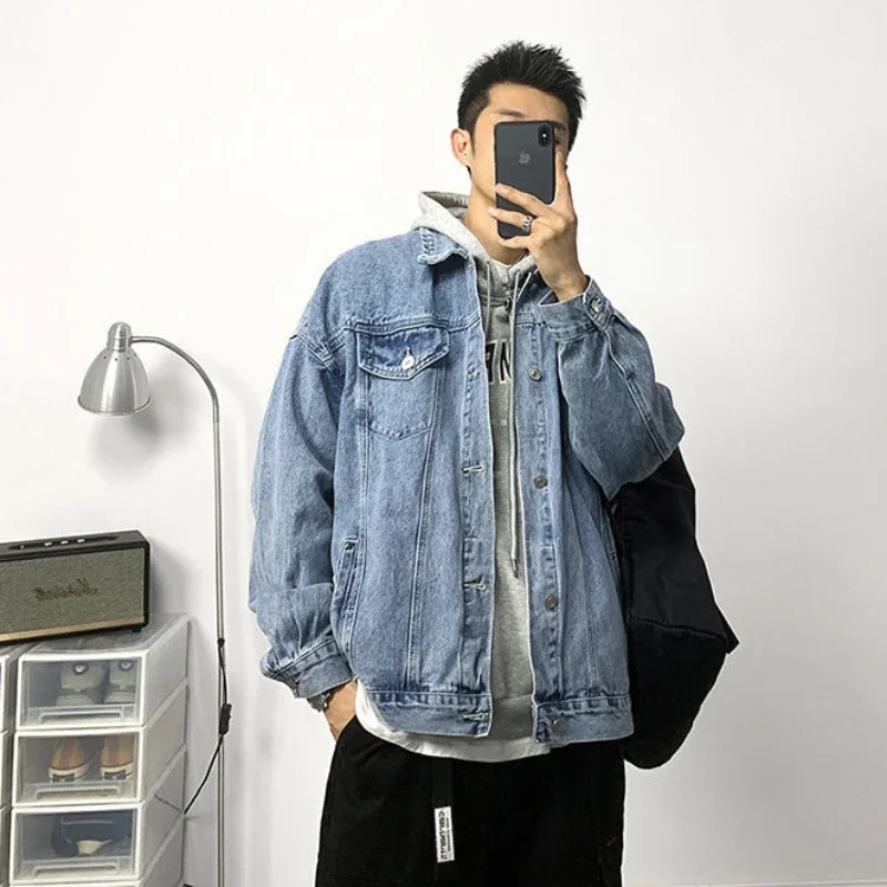 

Denim Jackets Man Wide Shoulders Autumn Jeans Coat for Men Overcoat Blue Loose Fast Delvery Joker Designer Korea Branded Cowboy