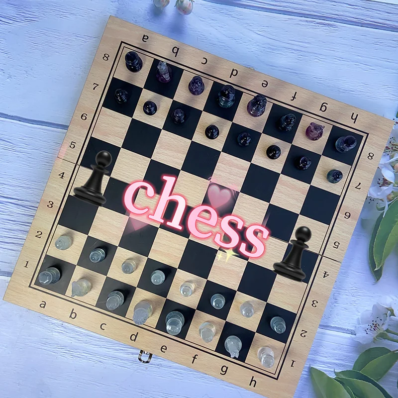 Fluorite Checkerboard Chess for Family Board Game, Reiki Crystal Carvings, Home Decoration, Good for Birthday Gifts, A Set