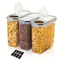 3-Piece Airtight Cereal Storage Containers Set，BPA Free, Dishwasher Safe, with Pen and Labeled, 2.5L/84.5 Floz Capacity